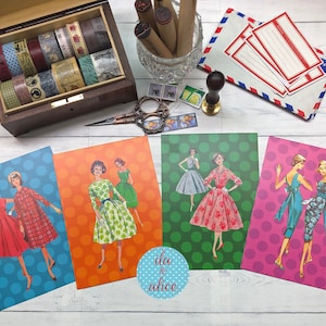 Lot de cartes postales tendance, cartes postales mode rétro pour amis et correspondants, cartes mode vintage pour courrier postal