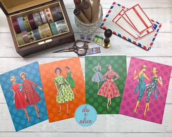 Fashion Postcard Set, Retro Fashion Postcards for Friends &  Pen Pals,Vintage Fashion Cards for Snail Mail
