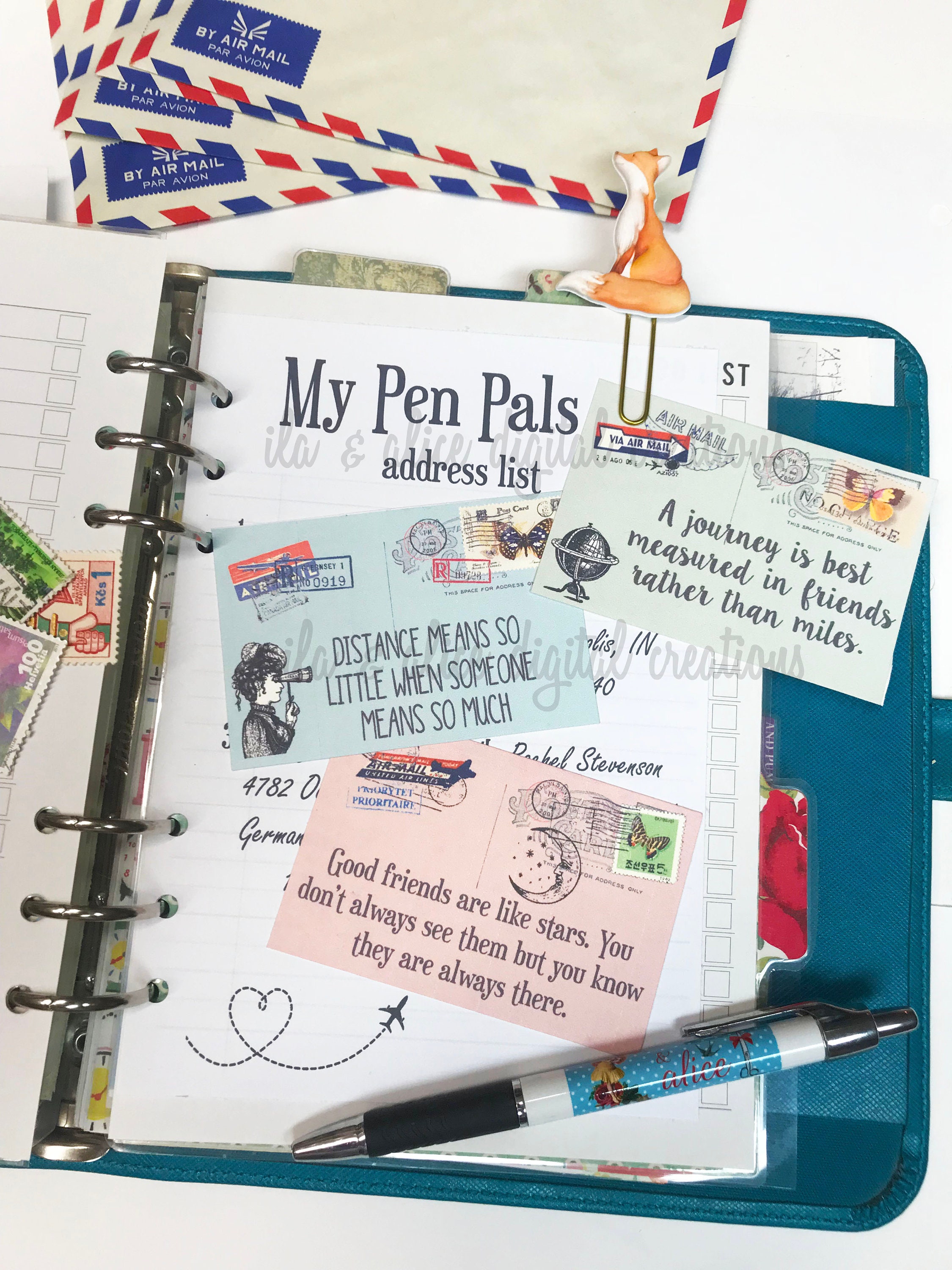 pen-pal-journal-card-across-the-miles-printable-pen-pal-etsy