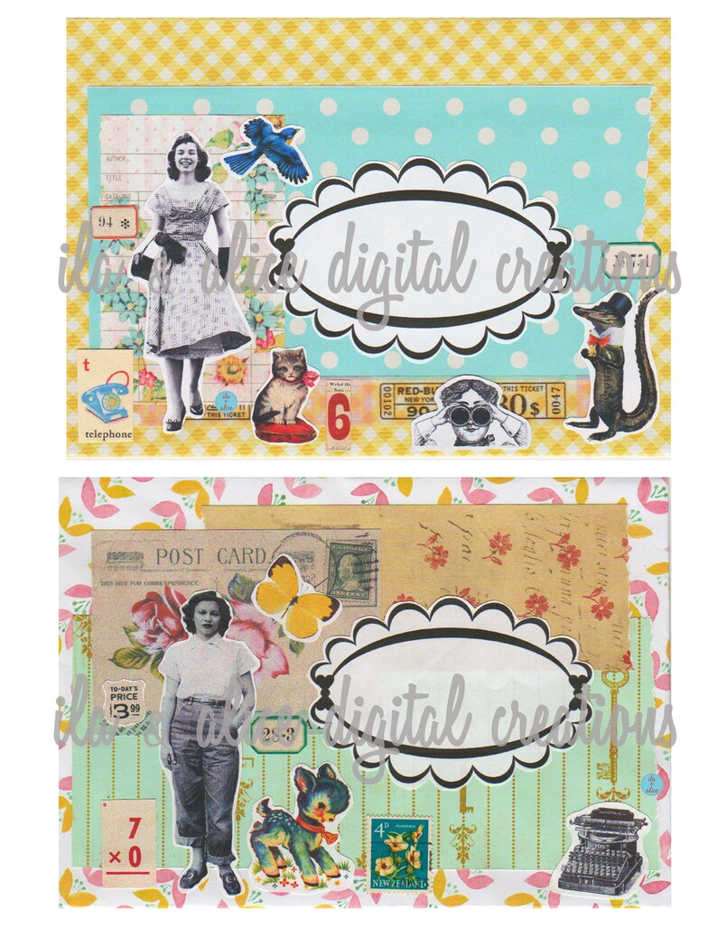 Printable Retro Address Label Digital Vintage Envelope Art - Etsy