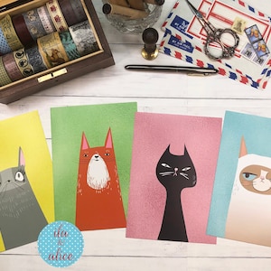 Ensemble de cartes postales drôles de chat pour l'amant de chat, chat noir mignon, carte postale de chat siamois pour maman ou ami de chat et courrier d'escargot, chat de gingembre, postcrossing