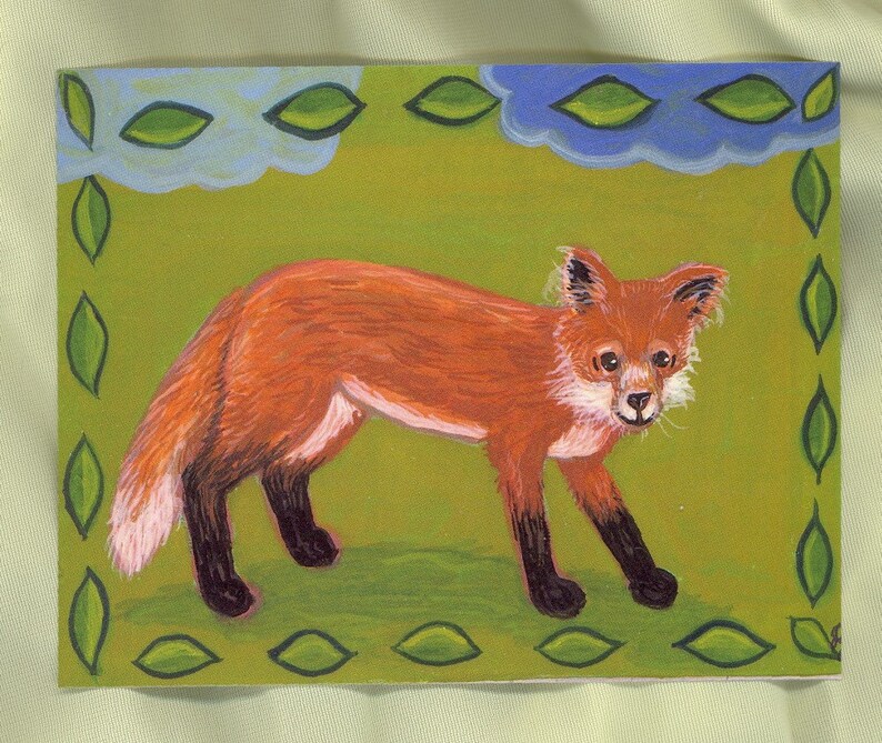 Postcard Fox red concerned image 1