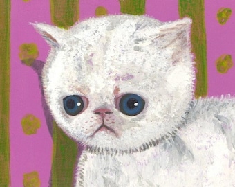 Giclee Print  Sad allergic kitty cat