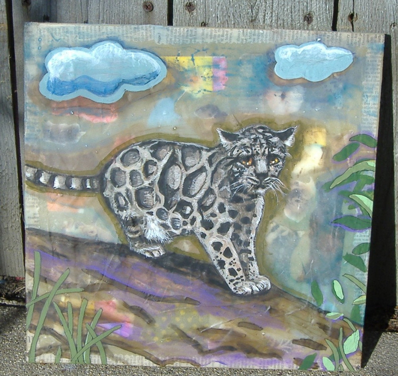 Clouded Leopard Acrylic Painting on Wood - Etsy