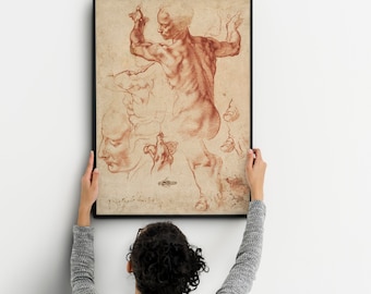 anatomy poster, illustration poster, Michelangelo prints, rennaisance drawing, vintage michelangelo poster, leonardo da vinci anatomy prints