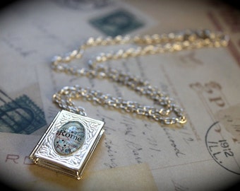 Custom Silver Map Book Locket