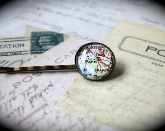 Clearance Custom Authentic Vintage Brass Map Hair Pin
