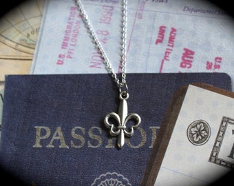 Fleur de Lis  Charm on .925 Sterling Silver necklace