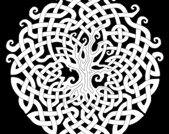 Camiseta blanca del árbol celta de la vida Knotwork