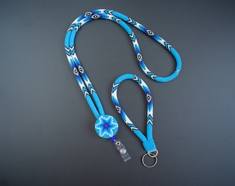 Beads retractable breakaway lanyard/ Beaded badge reel/ Native style necklace/wrist lanyard keychain