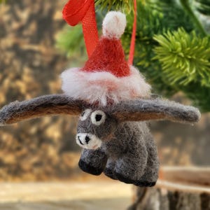 Christmas donkey Nestor Christmas decorations Little long-eared Christmas donkey Miniature animals Felted miniatures Miniature figurines