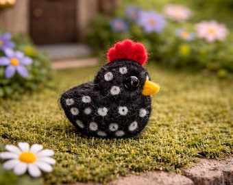 Mini Chicken Figurine, Tiny Farm Animal, Miniature Animal Collectible, Dollhouse Chicken, Easter Gift