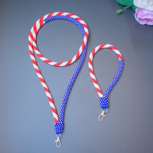 Handmade American Flag Beaded Lanyard with Native Style Design