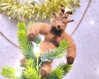 Vintage Krampus Christmas tree topper - retro Christmas decor