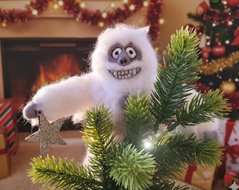 Yeti Christmas Tree Topper with Abominable Snowman Vintage Christmas Decor