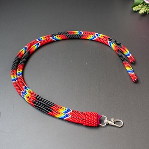 Customizable Red Beaded Lanyard ID Holder with Breakaway Clasp - Great for Nurses and Teachers gift!