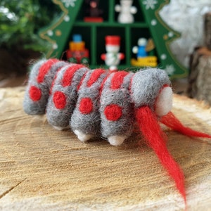 Tardigrade figurine made of gray merino wool