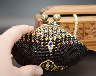 Bead crochet pattern For beaded kiss lock coin purse + DIY step by step  tutorial