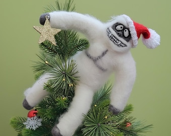 Abominable Snowman Tree Topper Vintage, Yeti Christmas Decor, Holiday Topper