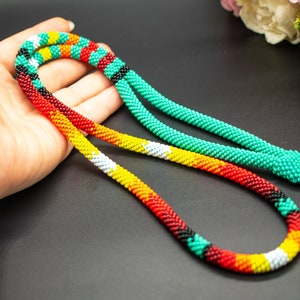 Native style beaded turquoise lanyard /Teacher badge holder  Nurse gift