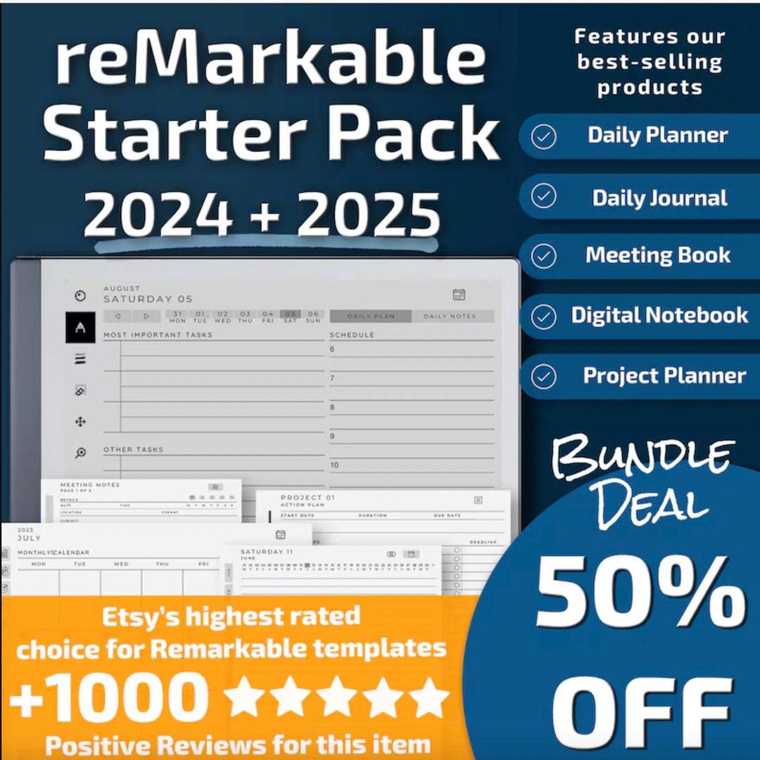 Remarkable 2 Starter Pack 2024, 2025 L Templates Bundle L Instant ...