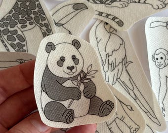 JUNGLE stick and stitch embroidery designs, safari animals stick n stitch embroidery pack, zoo wash away embroidery stickers