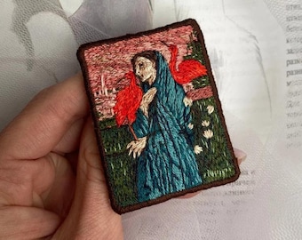 Edgar Degas Young Woman with Ibis embroidered brooch, Gift for Art lover, art teacher gift,