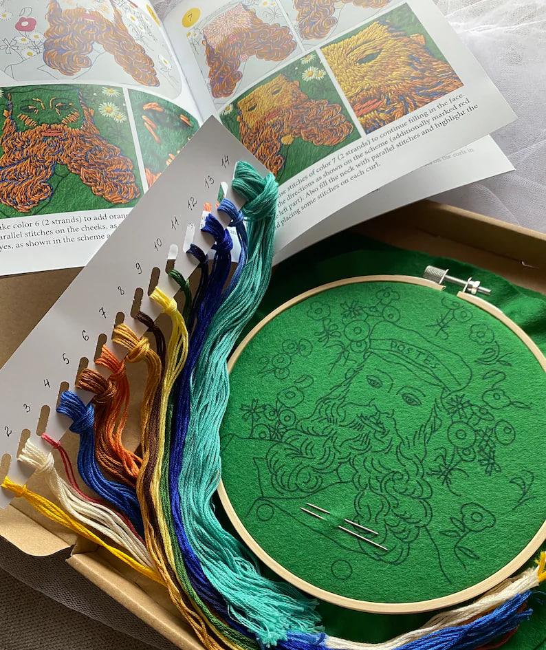 Portrait of Joseph Roulin Hand Embroidery Kit, Van Gogh Postman Roulin ...