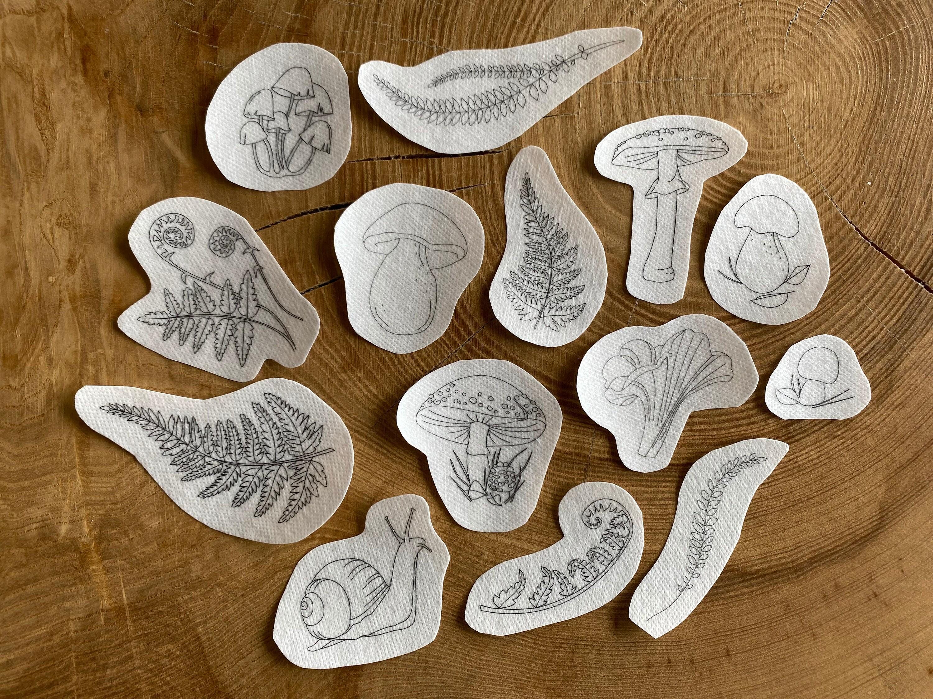 PDF Printable Stick and Stitch Embroidery Designs MUSHROOM &amp; FERN, Stick N Stitch Patterns ...