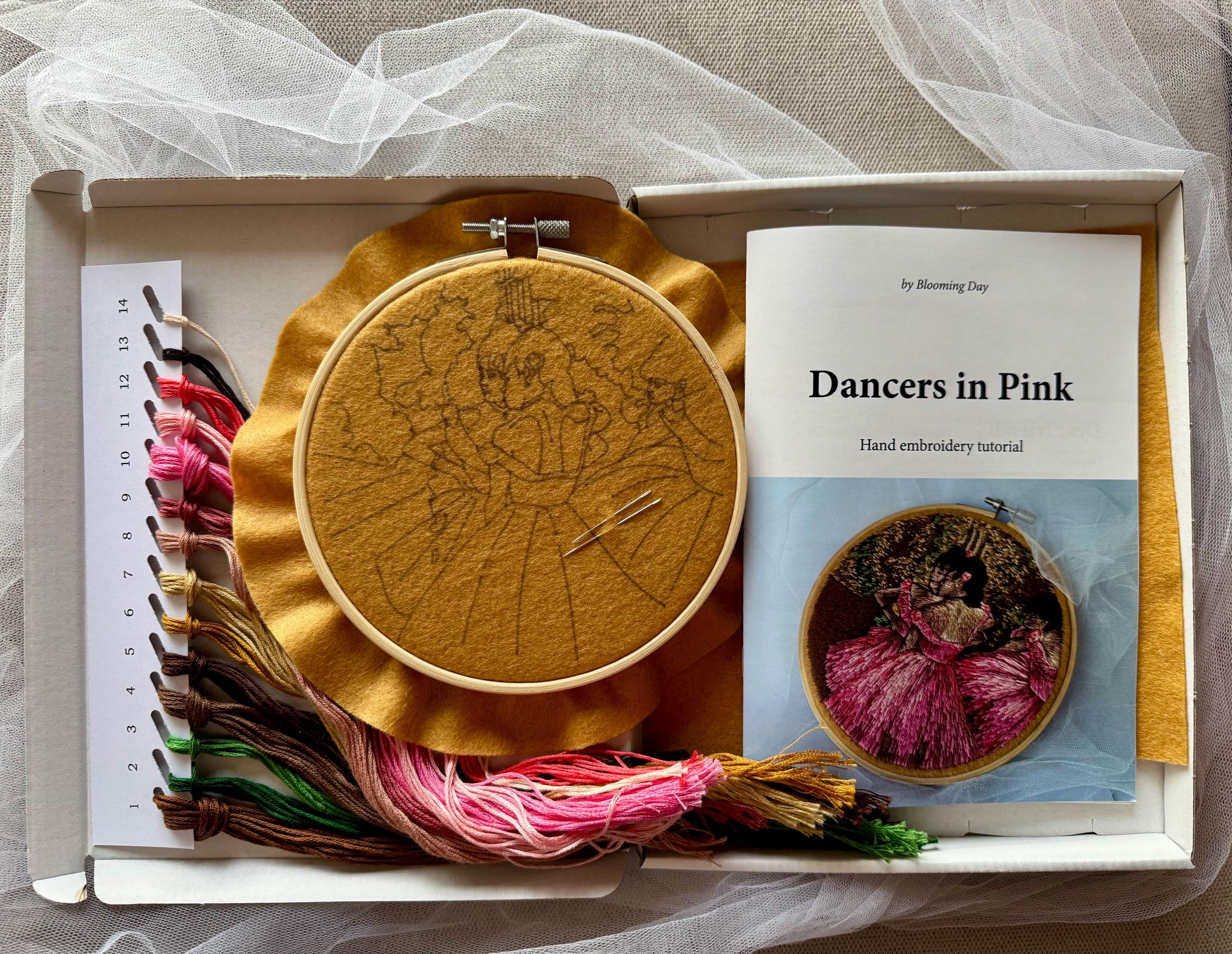 Edgar Degas Dancers in Pink Hand Embroidery Kit, Ballerinas Hoop Art ...