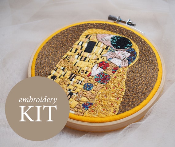 Gustav Klimt the Kiss Hand Embroidery Kit, the Kiss Hoop Art