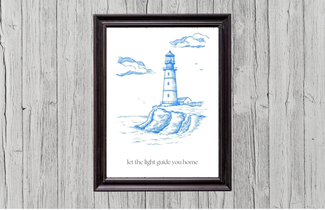 Blue Lighthouse Wall Art - Let the Light Guide You Home - Etsy