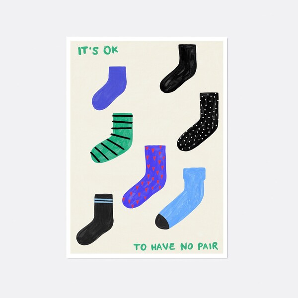 Odd Socks Print, Inspirational Positive Love Poster, Affirmation Quote, Bathroom Print, Colourful Wall Art