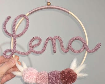 Personalized knitted name wreath