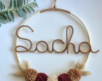 Children's room decoration/Personalized knitted name wreath, baby room decor, birth announcement/Handmade personalized gift for mom