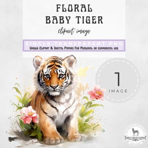 Akwarela Tygrys Clipart, Baby Shower Clipart, Vintage Nowa Dziewczynka, Zaproszenie Na Ujawnienie Płci Do Wydruku, Przedszkole PNG, Ogłoszenie Narodzin