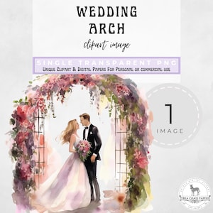Clipart mariage aquarelle, clipart arche de la mariée, invitation de mariage structure florale imprimable, élégante, faites gagner la date PNG, graphique d'Invitation