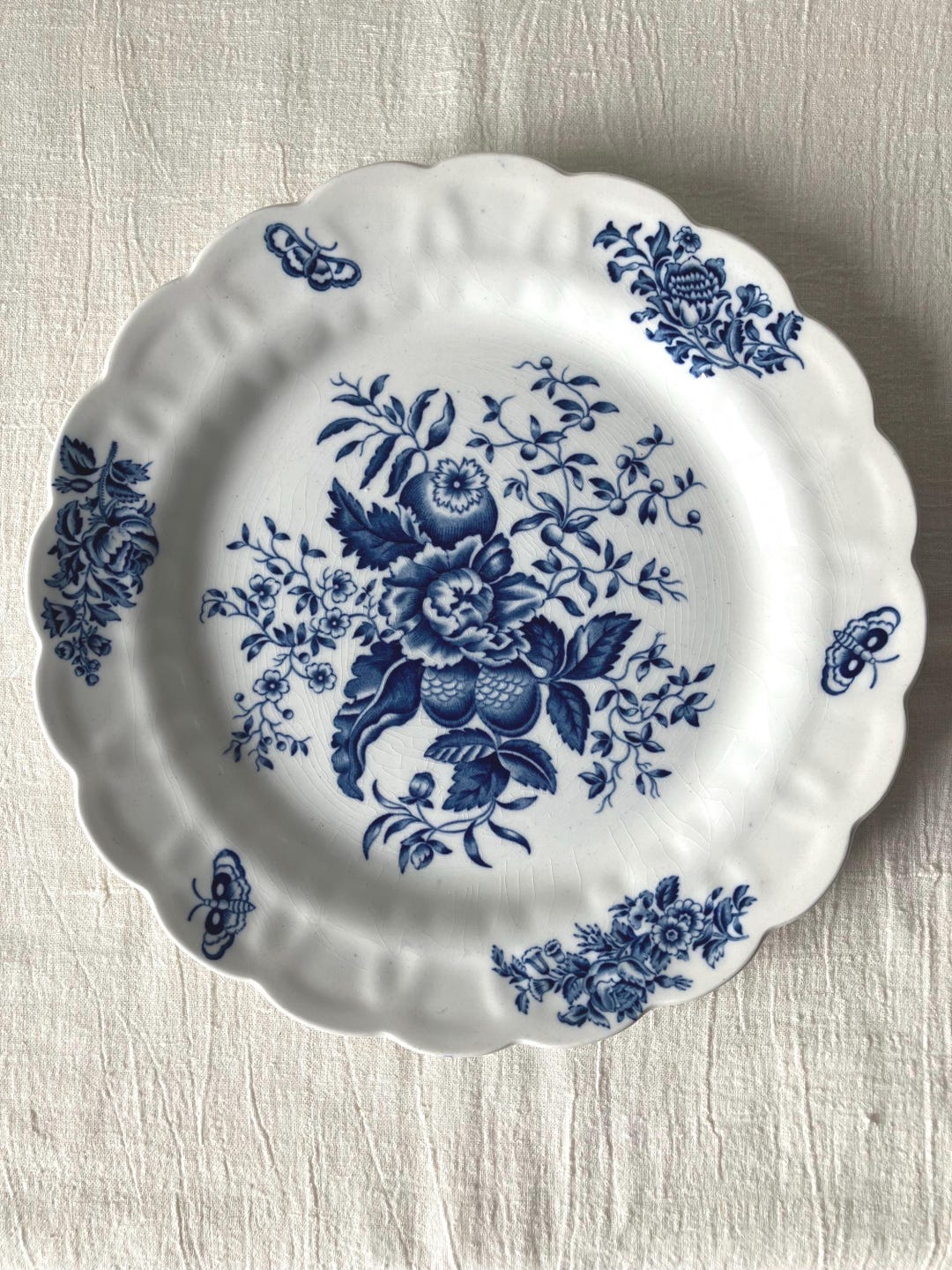 Blue Transferware Plate Peony Pattern Booths English Made in England - Etsy