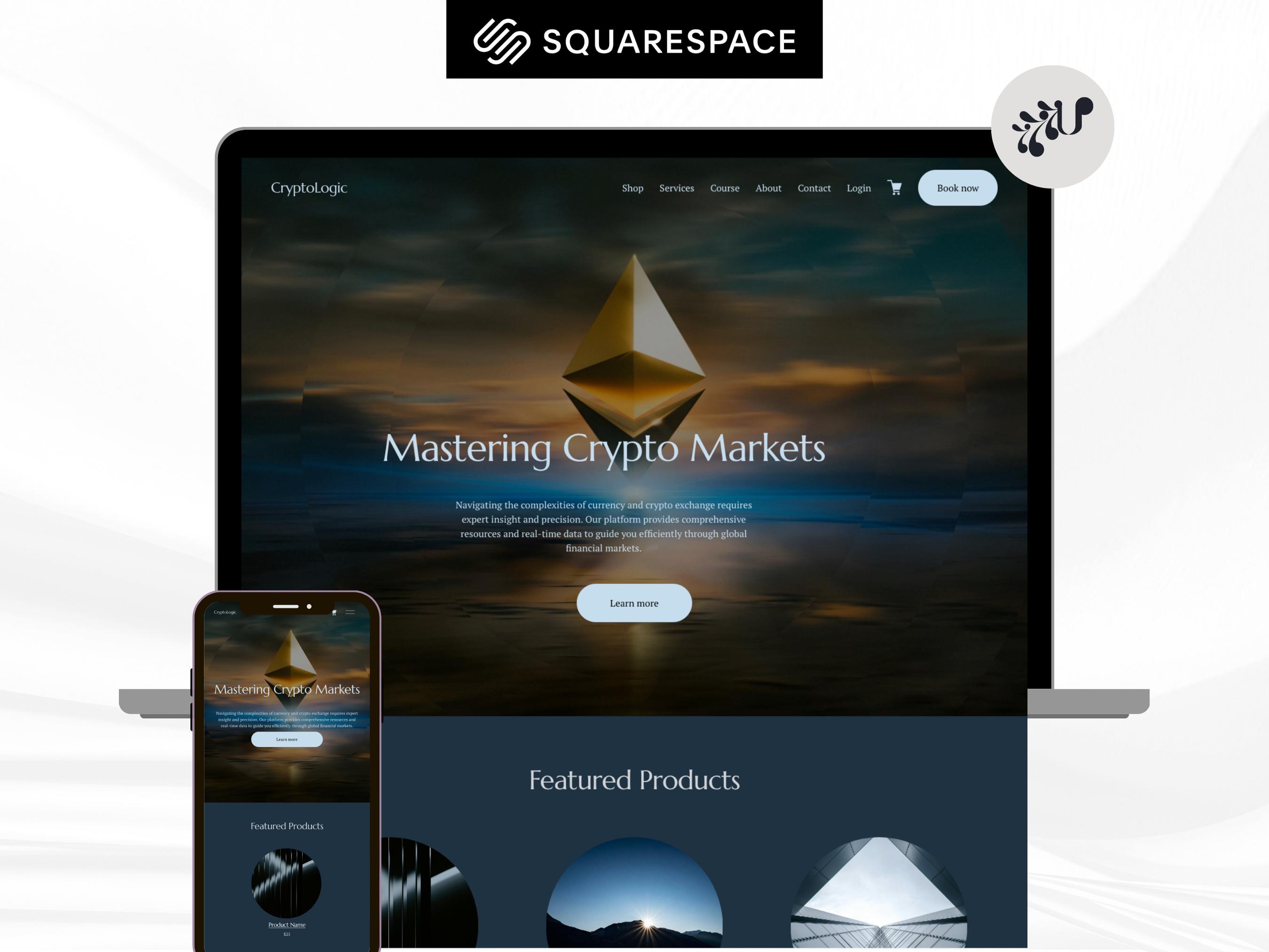 Crypto Consultant Squarespace Template – Blockchain Advisor, Web3 Services,  NFT Expert Website, Modern & Responsive Design, Ethereum