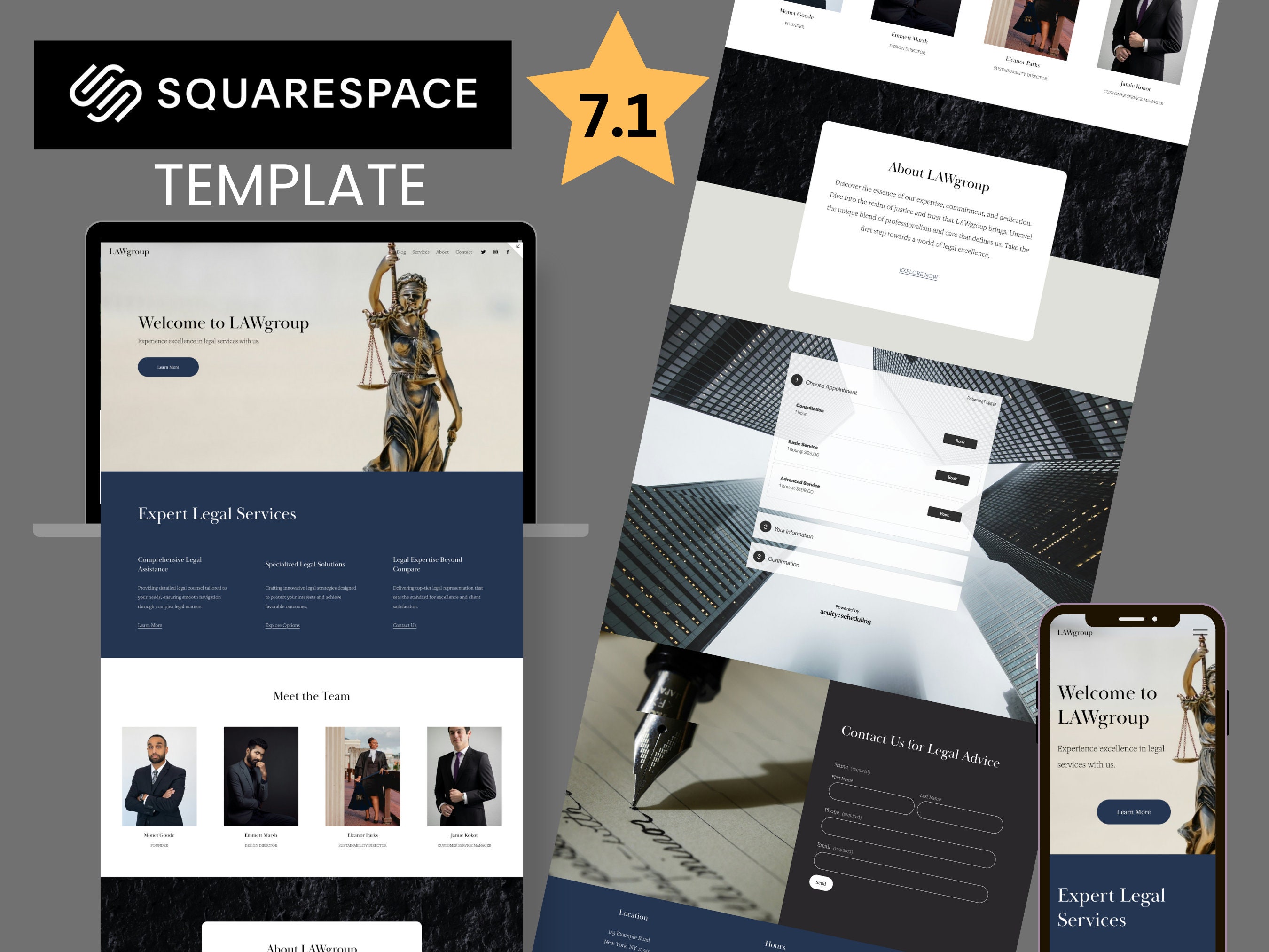Law Firm Squarespace Website Template, Responsive Web Design Easy , No