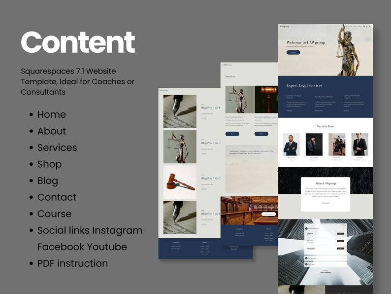 Law Firm Squarespace Website Template, Responsive Web Design Easy , No