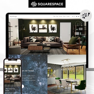 Interior Design Website Template, Portfolio Interior Designer Website | Architect Interior Decorator Squarespace Easy Drag and Drop, no code