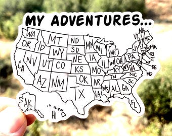Where I've Been Map Vinyl Sticker | United States USA Waterproof Decal | Travel | Coloring | DIY | Wanderlust | Outdoors