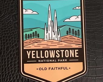 Yellowstone National Park Sticker | Old Faithful | Bumper Sticker | Water Bottle | Travel | Laptop | Waterproof | Wanderlust | Outdoors