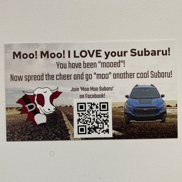 Facebook Moo Moo Subaru Cards Cow Moo'ing Subaroo