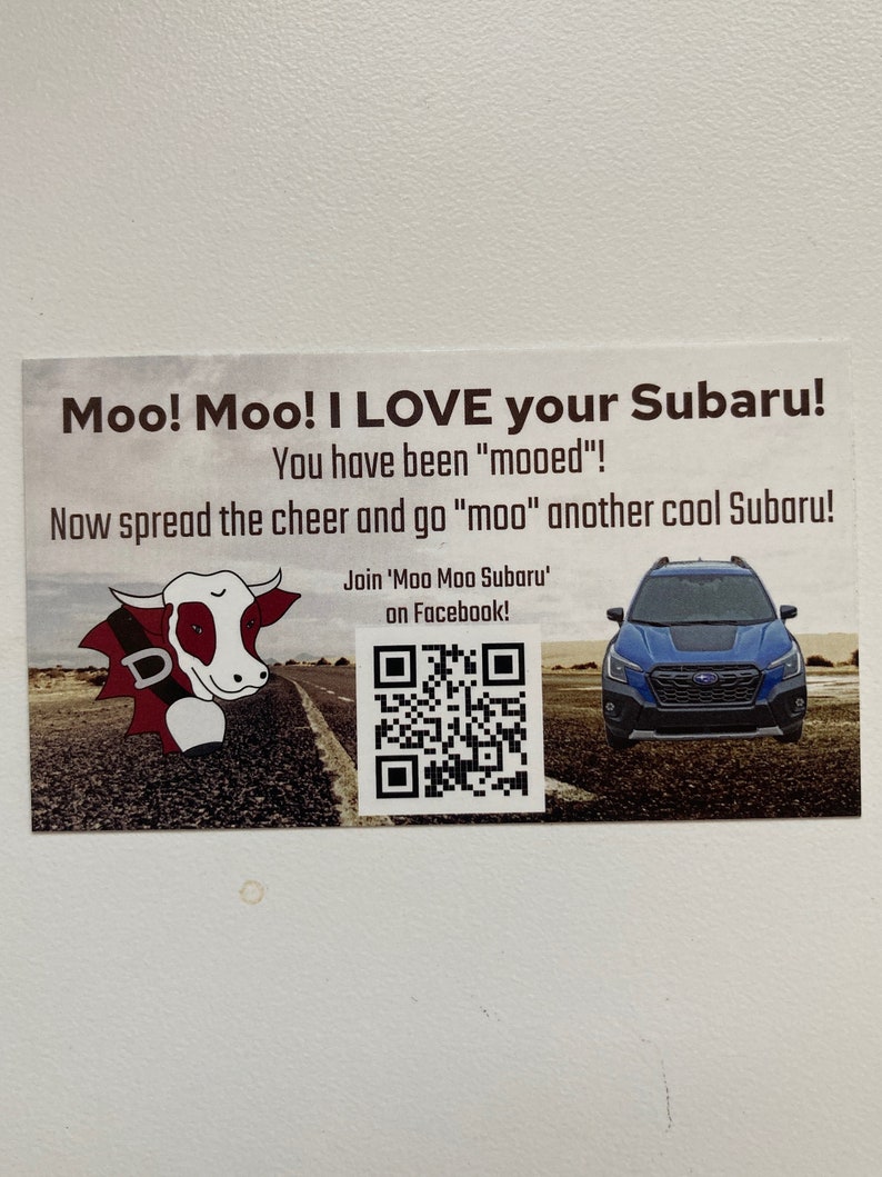 Facebook Moo Moo Subaru Cards Cow Moo'ing Subaroo - Etsy