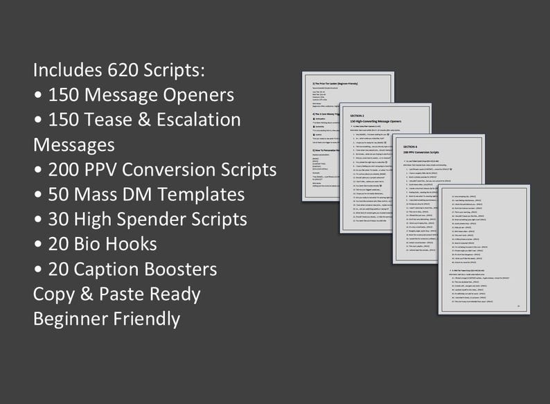 Text Message Scripts Nner Onlyfans Scripts – 620 DM to Dollars Templates (2026) | PPV Messages ...