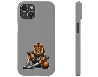 Slim Phone Case - Cool Basketball Lion waiting (Colour)