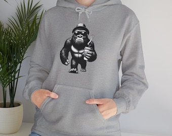 Cool Gorilla walking with Coffee - Unisex Heavy Blend™ Hooded Sweatshirt