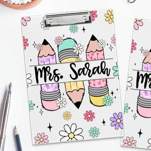 Personalized Teacher Name Acrylic Clipboard, Pencil Teacher Clipboard, Custom Teacher Gift, Clipboard Gift for Teacher, Teacher Appreciation
